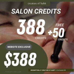 Salon Credits - 388 Credits - FREE 50 Credits