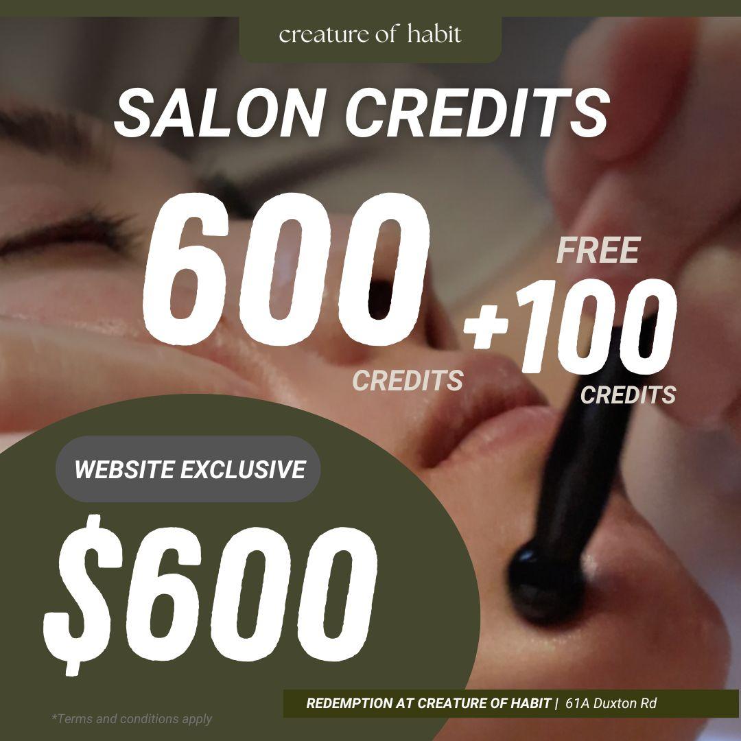 Salon Credits - 600 Credits - FREE 100 Credits